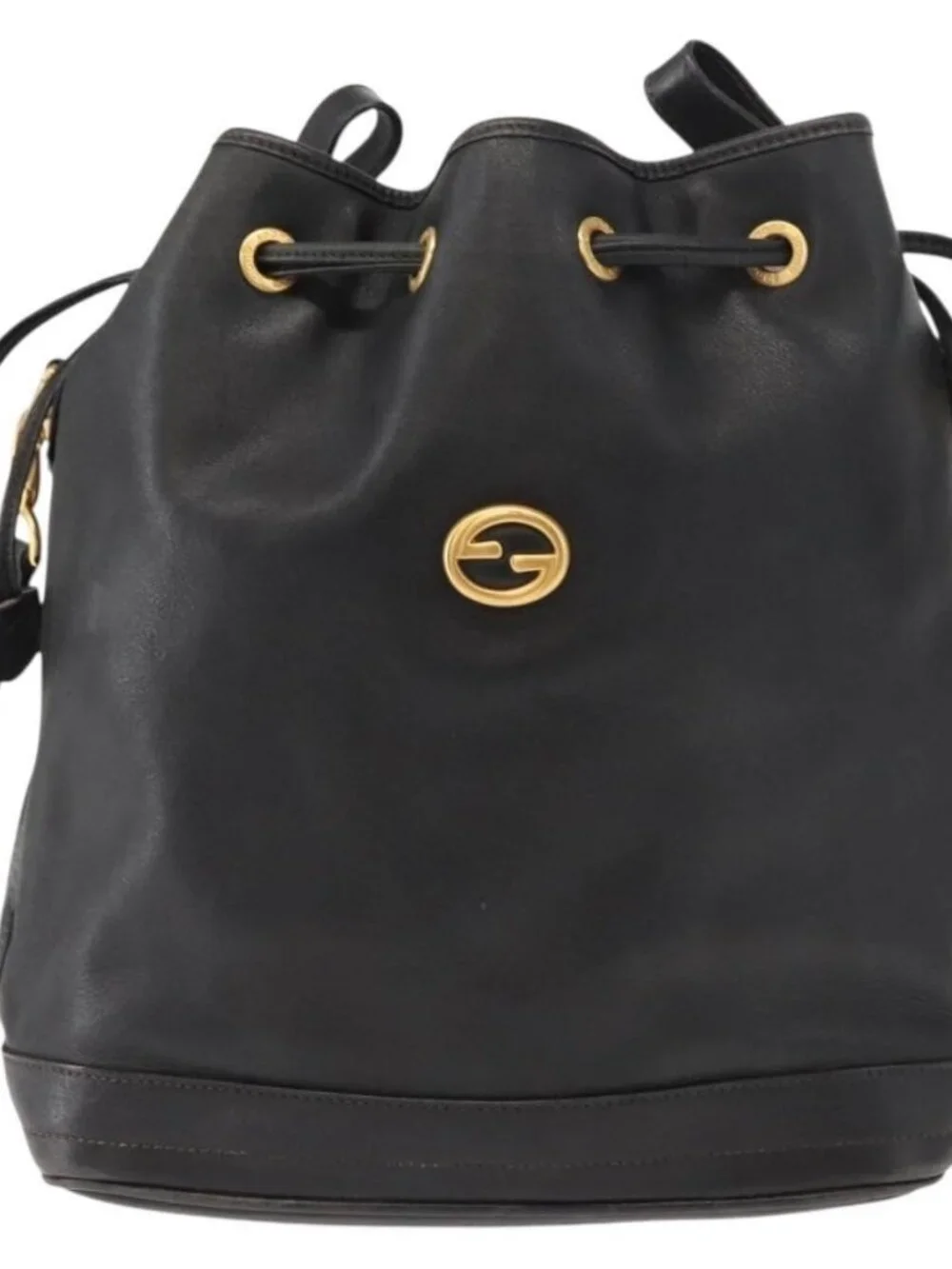 Authentic GUCCI Shoulder Bag Leather Black Gold - Picture 5 of 16